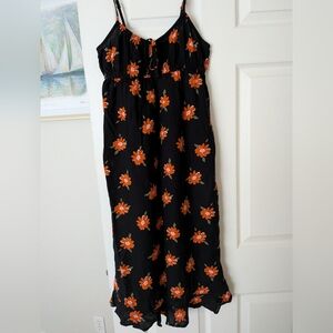 Miss Selfridge Black Dress with Orange Floral Design